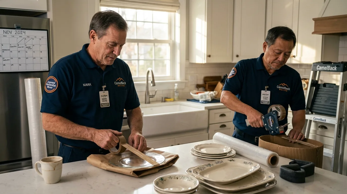 Professional crew packing kitchen dishware in Walbridge, OH